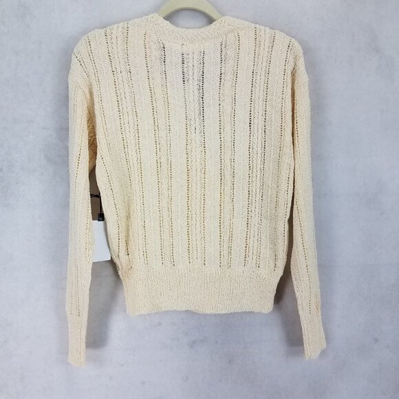 NEW ASTR XS Faux Wrap V-neck Pointelle Knit Pullover Sweater in Beige Cream - Picture 6 of 10